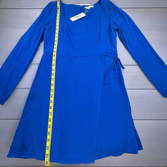 Copper Key Faux Wrap Dress Size Medium Blue Career Textured Classic Rayon  Mini - Picture 16 of 16
